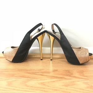 Charlotte Russe high heels two toned gold & black